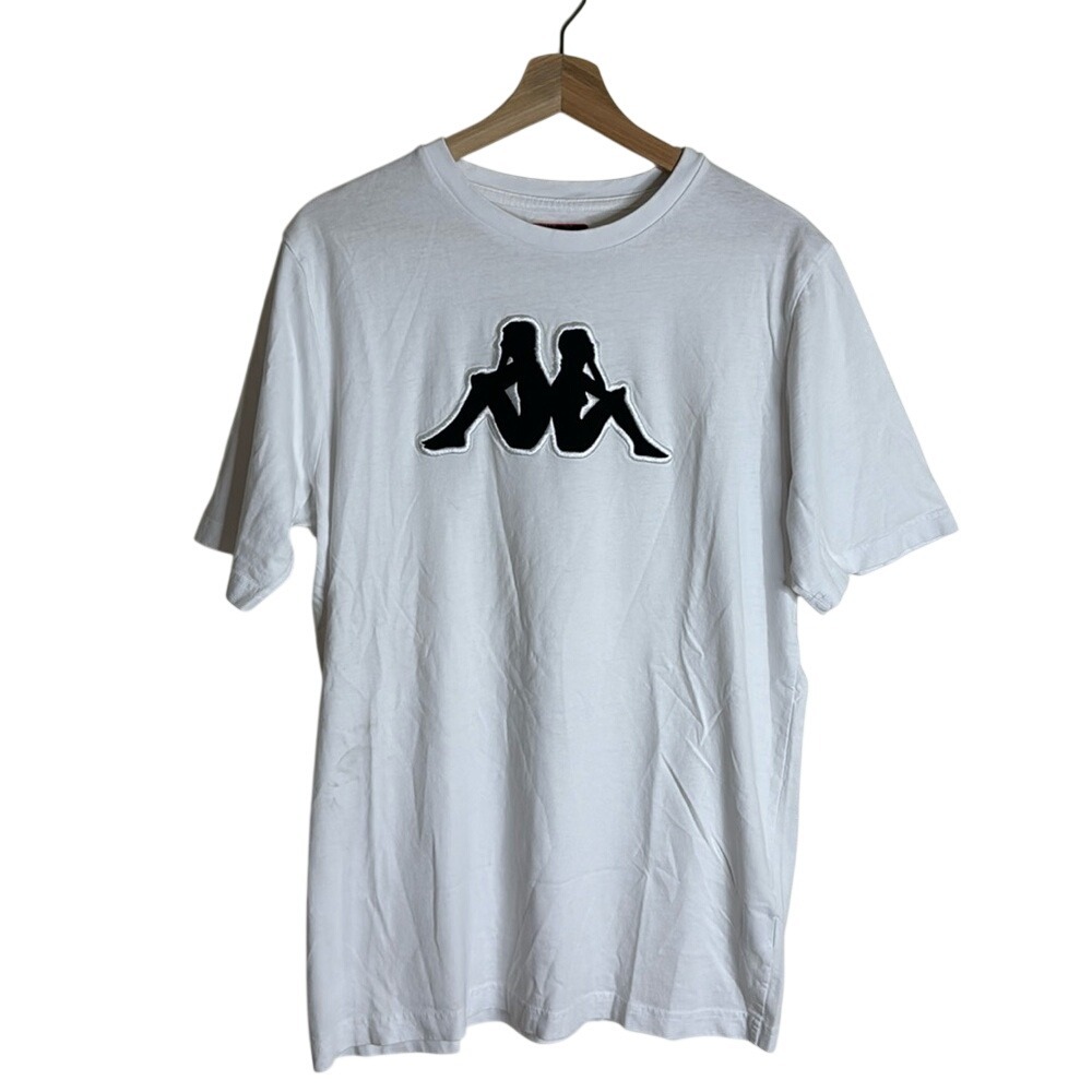 Kappa T-Shirt Men's Big Logo Embroidered Patch Sportswear White Size Large